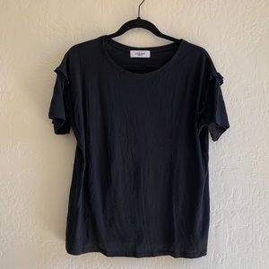 Carly Jean black tshirt with ruffle on sleeve